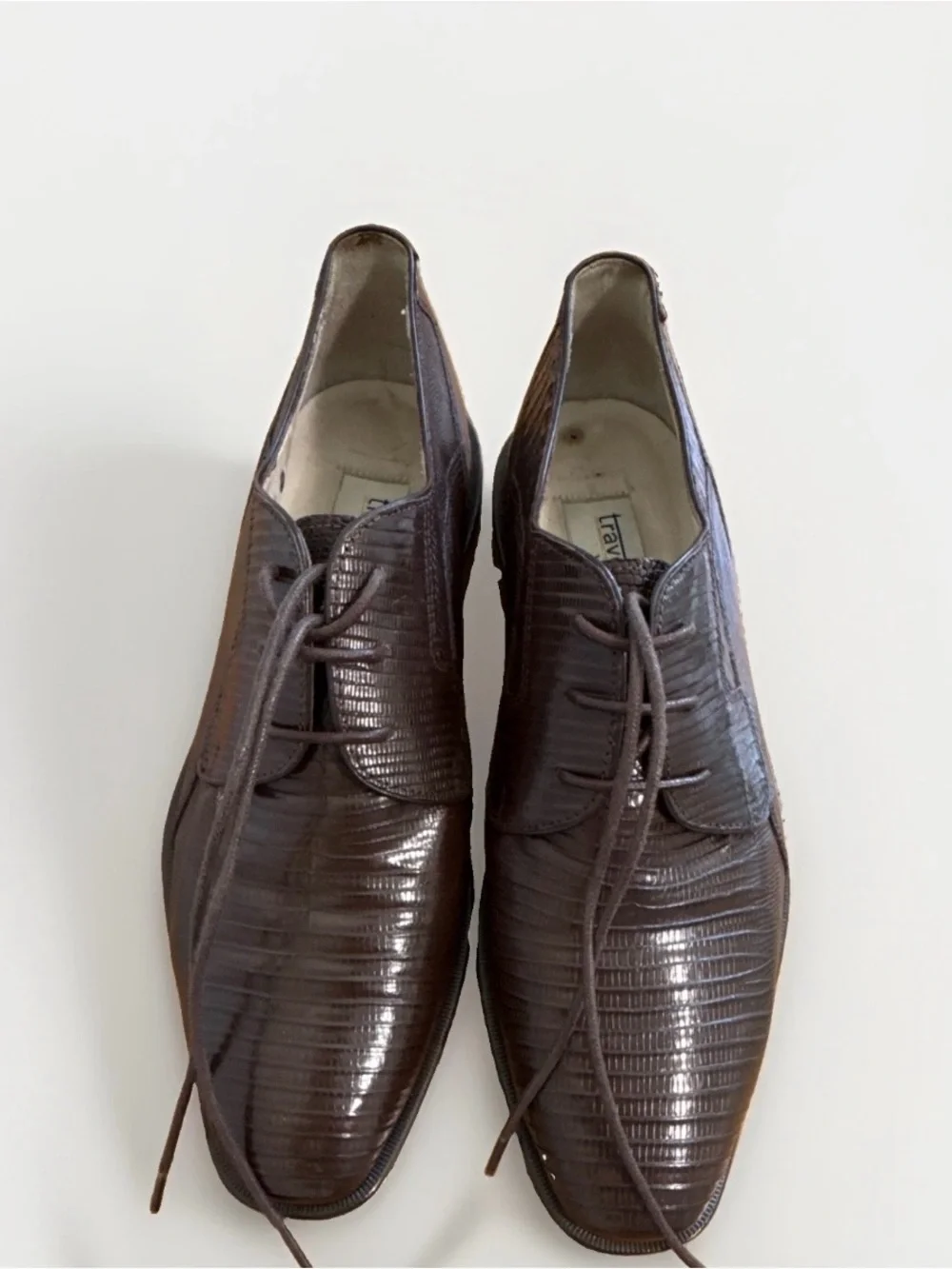 Traversi Vintage Handmade in Italy Genuine Teju Lizard 3-Eyelet Derby Dress Shoe